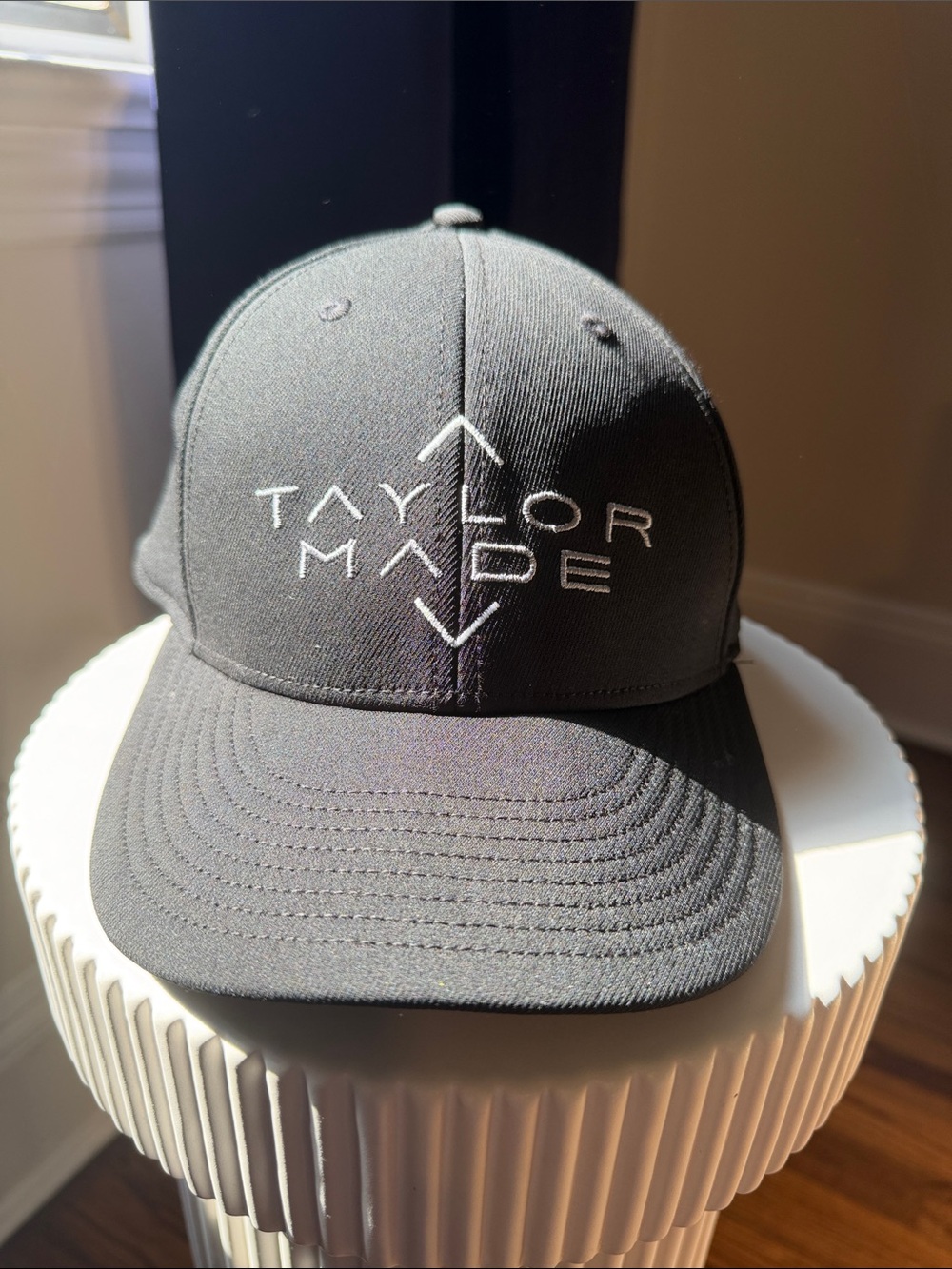 TaylorMade Black Hat with White Embroidered Logo